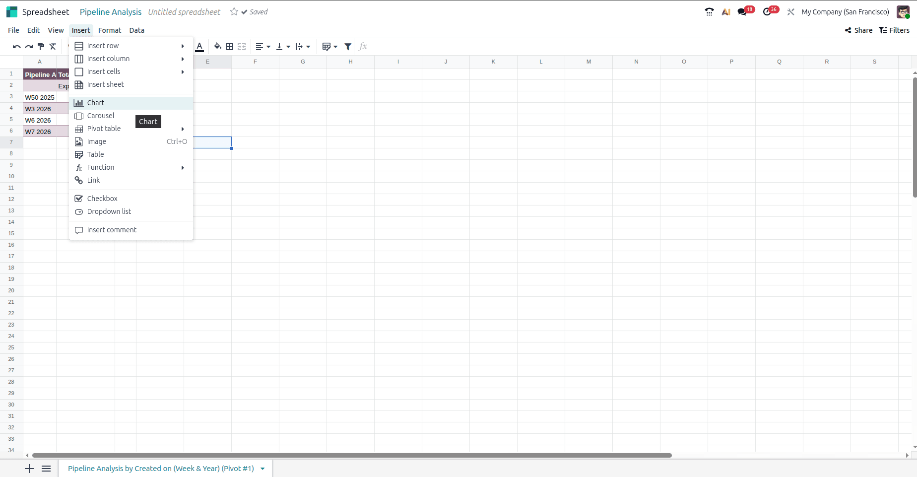 insert graph option