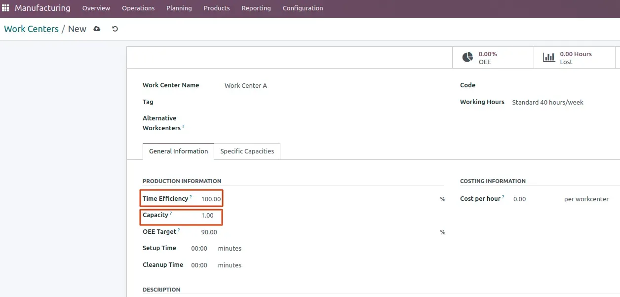 Odoo - Time efficiency and capacity