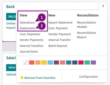 Odoo Operations/statements