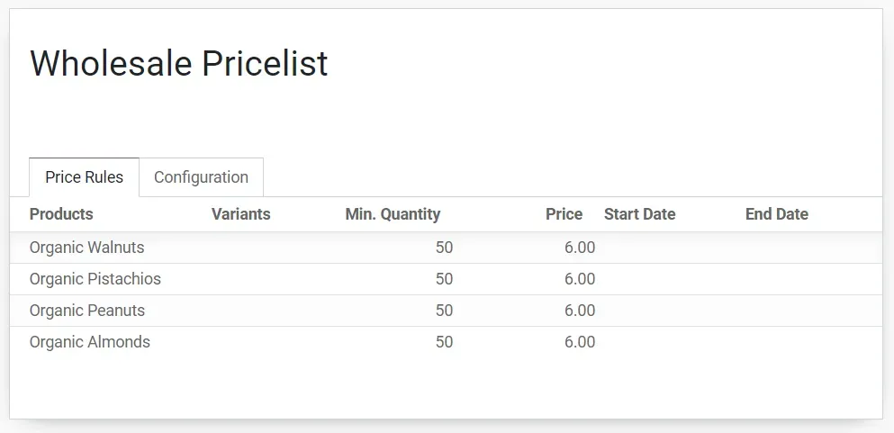 Odoo - Wholesale Pricelist 2